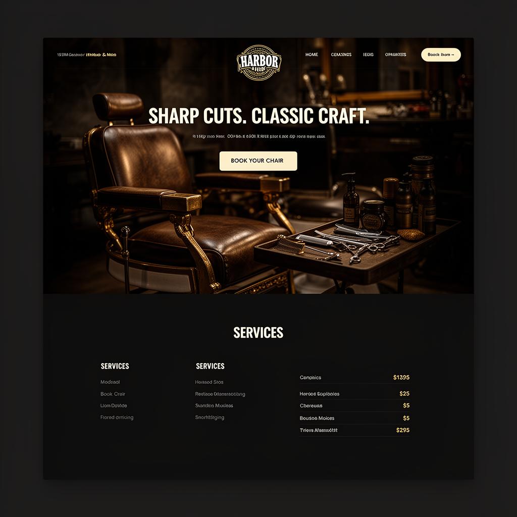 Harbor & Hide Barbershop website preview